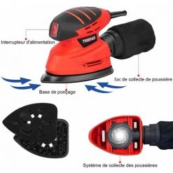Ponceuse Vibrante Mouse Multifonction TEENO,13pcs Disque De Ponçage Fournis,équiper Système De Collection De Poussière -Ponceuse et polisseuse Soldes 10817271 2
