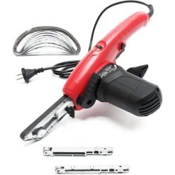 WILTEC Ponceuse à Bandes 400W 3 Bras De Meulage & 10x Bande Abrasive Lime électrique Facilité D'accès