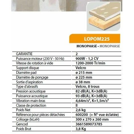 Leman - Ponceuse Murale ø225mm 900W - LOPOM226 5 Leman - Ponceuse Murale ø225mm 900W - LOPOM226 – Image 3