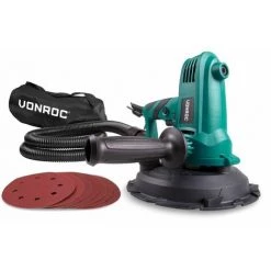 VONROC Ponceuse Excentrique 750W - Pour Plafonds Et Murs - 180 Mm De Diamètre - 8 Feuilles Abrasives Incluses