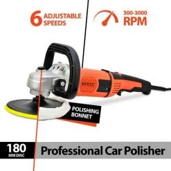 Spark - Polisseuse De Voiture 1400 W, 180 Mm, 300-3000 RPM, 6 Vitesses Réglables 10 Spark - Polisseuse De Voiture 1400 W, 180 Mm, 300-3000 RPM, 6 Vitesses Réglables -Ponceuse et polisseuse Soldes 12604433 4