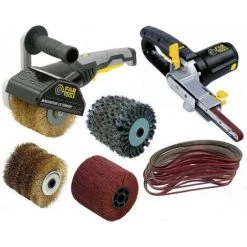 Rénovateur REX120C 1300W, Avec 4 Brosses FAR TOOLS + Ponceuse à Bande 400W YO400 FARTOOLS + 30 Bandes