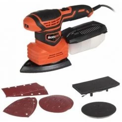 MANUPRO Ponceuse Multifonction 3 En 1- Vibrante - A Assemblage Rapide 200 W - 11 Accessoires