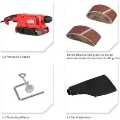 COSTWAY Ponceuse à Bande 800W Avec 12 Bandes De Ponçage Abrasives,Sac à Poussière,Pince De Fixation 6 Vitesses Variables 200-380 RPM 10 COSTWAY Ponceuse à Bande 800W Avec 12 Bandes De Ponçage Abrasives,Sac à Poussière,Pince De Fixation 6 Vitesses Variables 200-380 RPM -Ponceuse et polisseuse Soldes 18931188 4