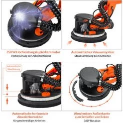 MONZANA Ponceuse Girafe électrique 750W Mural Polisseuse Meuleuse Tuyau Sac 80 Lampe LED -Ponceuse et polisseuse Soldes 19975764 5