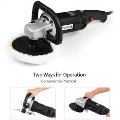 ASUPERMALL 1400W Voiture Electrique Fartage Polisseuse Machine Portable M14 Polisseuse 180Mm Voiture Peinture Soins A Vitesse Variable Menage Marbre Carrelage Sol Outil Vitrage De Polissage, Noir Eu -Ponceuse et polisseuse Soldes 20008568 3