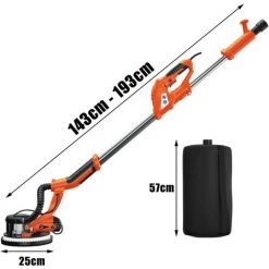 COSTWAY Ponceuse De Plaque De Plâtre 750W, Ponceuse De Plaque De Plâtre Electrique Avec Lumière LED, Sac De Collection, 6 Vitesses Variables 800-1750 Tr/min -Ponceuse et polisseuse Soldes 20278962 5