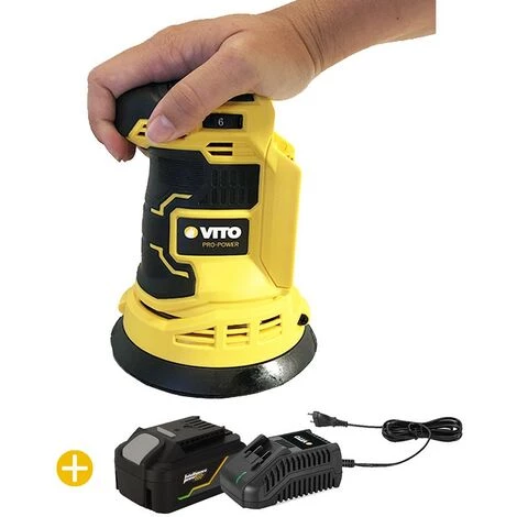 VITO PRO-POWER Ponceuse Excentrique Orbitale 20V Lithium Ion 125mm+ BATTERIE 6AH VITO EGO LI + Chargeur RAPIDE 3 VITO PRO-POWER Ponceuse Excentrique Orbitale 20V Lithium Ion 125mm+ BATTERIE 6AH VITO EGO LI + Chargeur RAPIDE
