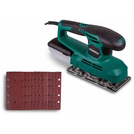 VONROC Ponceuse Vibrante 240W – 90x187mm – Boîtier De Récupération De Poussière Et 12 Feuilles Abrasives Inclus 3 VONROC Ponceuse Vibrante 240W – 90x187mm – Boîtier De Récupération De Poussière Et 12 Feuilles Abrasives Inclus