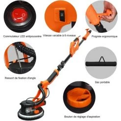 COSTWAY Ponceuse Girafe 750W Ø 225 Mm Avec12 Disques Abrasifs -Ponceuse et polisseuse Soldes 23622732 4