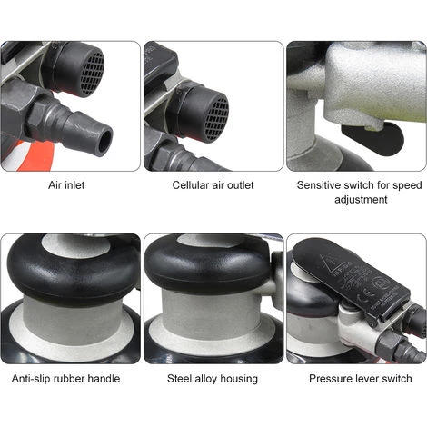 ASUPERMALL Pneumatique Sander Pneumatique Polisseuse Air Sander 5 '' Air Palm Orbital Sander Grinder Poncage Machine-Outil 4 ASUPERMALL Pneumatique Sander Pneumatique Polisseuse Air Sander 5 '' Air Palm Orbital Sander Grinder Poncage Machine-Outil – Image 2