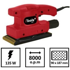 Ponceuse Vibrante 135W ITools Plateau 90 X 187 Double Isolation Accessoires Inclus : Tube Et Papier Abrasif -Ponceuse et polisseuse Soldes 2516969 2