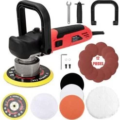 COSTWAY 800W Machine à Polir,Polissage, 6 Vitesse Variable Avec 150mm Polissage De Tampon 4 Patins Pour Polir, Poncer,Cirer,Coffet De Polissage