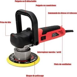 COSTWAY 800W Machine à Polir,Polissage, 6 Vitesse Variable Avec 150mm Polissage De Tampon 4 Patins Pour Polir, Poncer,Cirer,Coffet De Polissage -Ponceuse et polisseuse Soldes 26233649 3