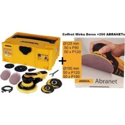 MIRKA ABRASIFS Coffret MIRKA DEROS PRO 5650CV Ponceuse Orbitale + Accessoires 125 & 150 Mm + 200 ABRANETs
