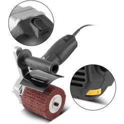 STAHLWERK Machine à Satiner SM-800 ST Satineuse Touret à Polir Machine De Doucissage Rectifieuse à Rouleau Avec 800 W, Pour Tailler, Polir, ébavurer Et Nettoyer Surfaces