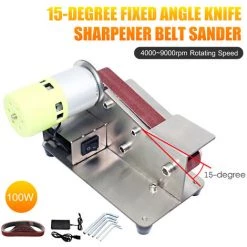 HAPPYSHOPPING Machine Aaffuter Aangle Fixe De 15 Degres Mini Machine Acourroie Miniature 895 Metal Nu + Alimentation De 96 Watts Petite Norme Europeenne -Ponceuse et polisseuse Soldes 28003982 4