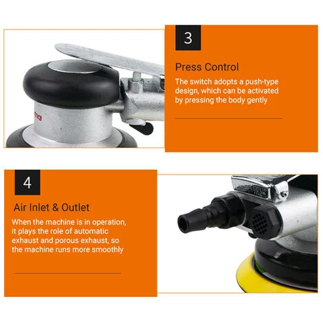 ASUPERMALL Air Orbitale Aleatoire Sander Air Sander Sander Pneumatique Pneumatique Palm Polisseuse 6 ASUPERMALL Air Orbitale Aleatoire Sander Air Sander Sander Pneumatique Pneumatique Palm Polisseuse – Image 4