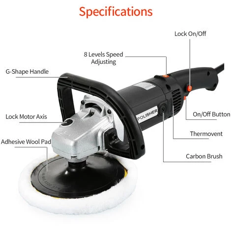 HAPPYSHOPPING 1400W Car Beauty Polisseuse Électrique De Poche Ménage Carrelage De Sol En Marbre Réparation De Cirage Machine De Polissage Glaçure Scellant Moteur En Cuivre Intégré / Noir + Norme Européenne 6 HAPPYSHOPPING 1400W Car Beauty Polisseuse Électrique De Poche Ménage Carrelage De Sol En Marbre Réparation De Cirage Machine De Polissage Glaçure Scellant Moteur En Cuivre Intégré / Noir + Norme Européenne – Image 4