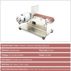 HAPPYSHOPPING Mini Machine A Courroie Horizontale Bureau A Domicile Mini Machine A Courroie Machine A Polir Bricolage Ponceuse A Bois Petite Norme Europeenne Avec Moteur 775 -Ponceuse et polisseuse Soldes 29907487 4