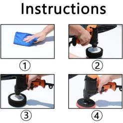 BEARSU Polisseuse, Polisseur électrique Multifonctionnel De Voiture De 980W Six Vitesses Réglant L'outil De Polissage De Meubles D'automobile De Machine à Cirer Pour Supprime Les Remous Et Rayures -Ponceuse et polisseuse Soldes 30318179 5