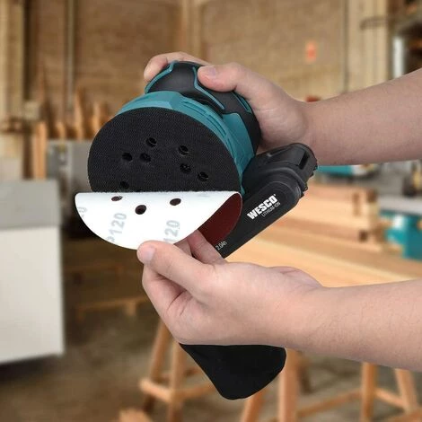 WESCO TOOLS Ponceuse Orbitale 18V, Ponceuse Excentrique Sans Fil 125mm, WESCO WS2302 6 WESCO TOOLS Ponceuse Orbitale 18V, Ponceuse Excentrique Sans Fil 125mm, WESCO WS2302 – Image 4