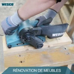WESCO TOOL Ponceuse à Bande 920W, 76×533 Mm, 6 Vitesses, Sac à Poussière Pour Aspirateur Avec Adaptateur WESCO WS4366 -Ponceuse et polisseuse Soldes 33471137 3
