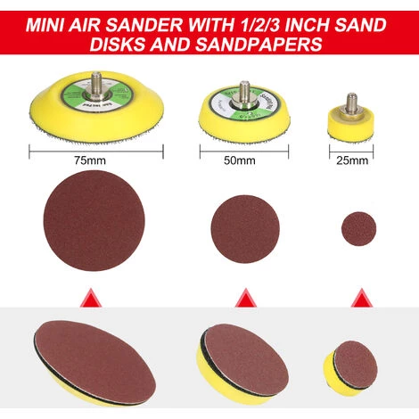 ASUPERMALL KKmoon Air Sander Avec 1/2/3 Pouces Disques Sable Orbitale Aleatoire Pneumatique Sander PNEUMATIQUE Sanders Polisseur Avec 15 Sandpapers 6 ASUPERMALL KKmoon Air Sander Avec 1/2/3 Pouces Disques Sable Orbitale Aleatoire Pneumatique Sander PNEUMATIQUE Sanders Polisseur Avec 15 Sandpapers – Image 4