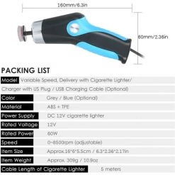 Kkmoon 60W Mini Polisseuse Avec Allume-Cigare 8500Rpm Vitesse Variable Voiture Electrique Polisseuse Polisseuse Nettoyage Polissage Fartage Machine Automobile Surface Reparation Rayures Outil Scratch Remover, Bleu -Ponceuse et polisseuse Soldes 33971721 4