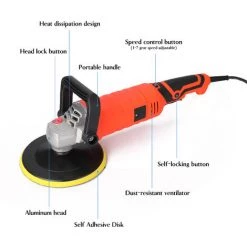 ASUPERMALL 1580W 220 V 7 Niveau De Vitesse Reglable 180Mm Disque Voiture Electrique Polisseuse Fartage Machine Automobile Mobilier Utilitaire De Polissage Outil, Avec Bonnets -Ponceuse et polisseuse Soldes 33972452 3