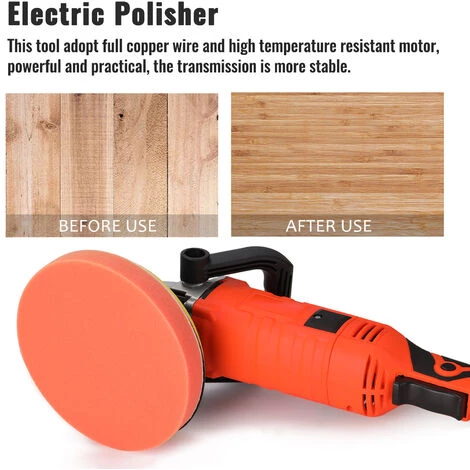 HAPPYSHOPPING Polisseuse De Voiture 1580 W, Disque De 180 Mm, Petite Machine De Scellage De Reparation De Rayures De Sol Domestique, Regulation De Vitesse A Sept Vitesses, Norme Europeenne 220 V, Avec Six Jeux De Serviettes - Avec Six Jeux De Serviettes 6 HAPPYSHOPPING Polisseuse De Voiture 1580 W, Disque De 180 Mm, Petite Machine De Scellage De Reparation De Rayures De Sol Domestique, Regulation De Vitesse A Sept Vitesses, Norme Europeenne 220 V, Avec Six Jeux De Serviettes - Avec Six Jeux De Serviettes – Image 4