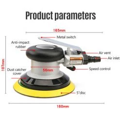 ASUPERMALL Kkmoon 5" Pneumatique Sander Pneumatique Polisseuse Air Sander Air Palm Orbital Sander Grinder Palm Sander Poncage Machine-Outil -Ponceuse et polisseuse Soldes 34190651 2