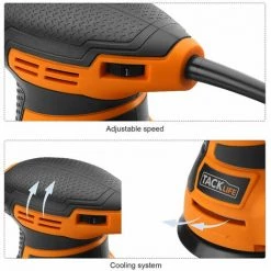 TACKLIFE Ponceuse Excentrique, Ponceuse Rotative Électrique 350W 13000 OPM, 6 Vitesses Variables, Équipé D’Une Boîte à Poussière, 12pcs Disque De Ponçage, Ponceuse Pour Le Ponçage Du Bois PRS01A -Ponceuse et polisseuse Soldes 34683935 3