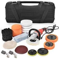 GOPLUS Machine à Polir Polisseuse Rectifieuse 1500 W 230V En Noir Avec De 1000 à 3000 Révolutions Par Minute De Vitesse Et Un Set D’Accessoires Pour Polissage De Voiture