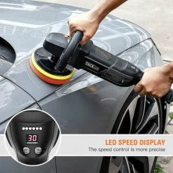 TACKLIFE Polisseuse, Polisseuse Voiture,1500W Machine à Polir, 180/150 MM Tampon De Polissage, 6 Vitesse Variable Avec Affichage à Écran De LCD, Soft-Start, Poignée En D Et Poignée Latérale-PPGJ01A -Ponceuse et polisseuse Soldes 35223298 3