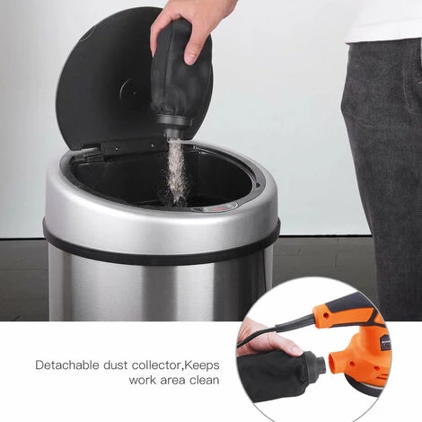 TACKLIFE Ponceuse Excentrique 280W, 6 Vitesses (6,000-13,000rpm), 10 * 125mm Disques Abrasifs (80 Grains) Et 3 Accessoires De Polissage (tissu Microfibre, éponge Et Laine) Inclus, Collecte De La Poussière.-PRS02A 6 TACKLIFE Ponceuse Excentrique 280W, 6 Vitesses (6,000-13,000rpm), 10 * 125mm Disques Abrasifs (80 Grains) Et 3 Accessoires De Polissage (tissu Microfibre, éponge Et Laine) Inclus, Collecte De La Poussière.-PRS02A – Image 4