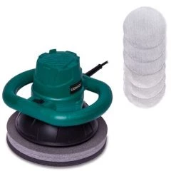 VONROC Polisseuse Excentrique 120W – 240mm - Double Poignées - 6 Bonnets De Polissage Inclus