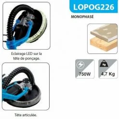 Leman - Ponceuse Mur Et Plafond Téléscopique ø225 Mm 750W - LOPOG226 -Ponceuse et polisseuse Soldes 3655871 5