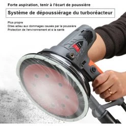 BLACKPINE - Ponceuse Girafe Court 750W 1300-2500RPM Φ180mm Collecte Automatique Des Poussières, Avec Lumière LED, 12 Disques Abrasifs 2 Brosses En Carbone -Ponceuse et polisseuse Soldes 37103713 3