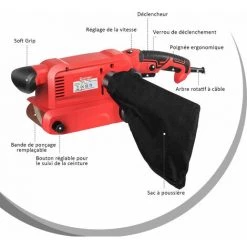 HELLOSHOP26 Ponceuse à Bande 800 Watts Avec 12 Bandes De Ponçage Abrasives Sac à Poussière 200-380 Rpm -Ponceuse et polisseuse Soldes 37374877 4