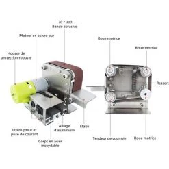 ASUPERMALL Mini Ponceuse à Bande électrique, Ponceuse à Vitesse Variable Avec 10 Bandes Abrasives Pour Le Polissage Du Bois, De LAcrylique Et Du Métal 9 ASUPERMALL Mini Ponceuse à Bande électrique, Ponceuse à Vitesse Variable Avec 10 Bandes Abrasives Pour Le Polissage Du Bois, De LAcrylique Et Du Métal -Ponceuse et polisseuse Soldes 37422941 3