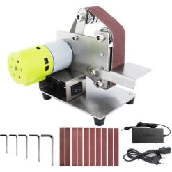 HAPPYSHOPPING Mini Ponceuse A Bande Ponçage-polissage Electrique Rectifieuse 7 Vitesses Variables Avec 10 Bandes Abrasives Pour Le Polissage Du Bois Acrylique Metal (taille De La Bande: 30 * 300 Mm), Modele: Prise UE Argentee Et Ceinture 30 Mm -Ponceuse et polisseuse Soldes 38587960 2