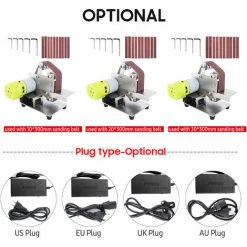 HAPPYSHOPPING Mini Ponceuse A Bande Ponçage-polissage Electrique Rectifieuse 7 Vitesses Variables Avec 10 Bandes Abrasives Pour Le Polissage Du Bois Acrylique Metal (taille De La Bande: 30 * 300 Mm), Modele: Prise UE Argentee Et Ceinture 30 Mm -Ponceuse et polisseuse Soldes 38587960 3