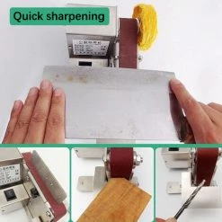 HAPPYSHOPPING 180W Petite Ponceuse A Bande Ponceuse A 7 Vitesses Reglable Machine De Polissage Electrique Domestique Outil De Ponçage De Bureau Coupe-Bois En Metal Rectifieuse Avec 10 Bandes Ponceuses - Modele : prise D'alimentation De L'UE Et Cire De Roue De Polissage -Ponceuse et polisseuse Soldes 38588257 4