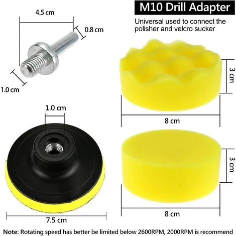 TRIOMPHE Éponge De Polissage Pour Voiture, Kit D'éponge De Polissage Avec Adaptateur De Foret M10, Jeu De 25 Tampons De Polissage Tampons D'épilation En Laine Pour Polisseuse 4 TRIOMPHE Éponge De Polissage Pour Voiture, Kit D'éponge De Polissage Avec Adaptateur De Foret M10, Jeu De 25 Tampons De Polissage Tampons D'épilation En Laine Pour Polisseuse – Image 2