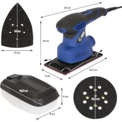 ECD GERMANY Ponceuse Excentrique Delta Vibrante 220W 12000 Tr/min Avec 6 Feuilles Abrasives -Ponceuse et polisseuse Soldes 39896570 5