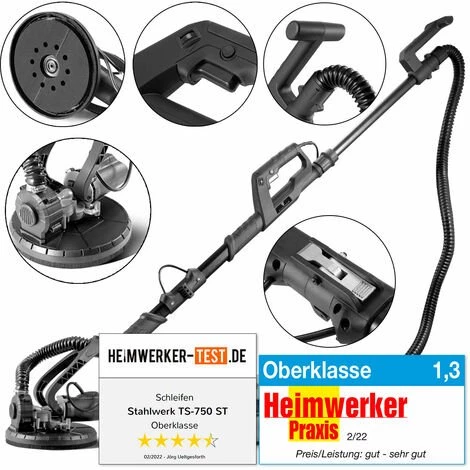 STAHLWERK TS-750 ST Ponceuse Puissante Pour Cloisons Sèches Qualité Professionnelle Pour Murs Et Plafonds 750 Watts Grand Disque De Ponçage Et Fonction D'aspiration 3 STAHLWERK TS-750 ST Ponceuse Puissante Pour Cloisons Sèches Qualité Professionnelle Pour Murs Et Plafonds 750 Watts Grand Disque De Ponçage Et Fonction D'aspiration