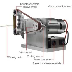 HAPPYSHOPPING Mini Machine De Meulage Et De Polissage Machine A Courroie A Rotation En Marche Avant Table Machine A Courroie De Sable Double Roue A Courroie De Reglage Machine A Courroie De Sable Bricolage Outil De Meulage Utilitaire En Aluminium Et Metal En Acier Inox -Ponceuse et polisseuse Soldes 41971183 3