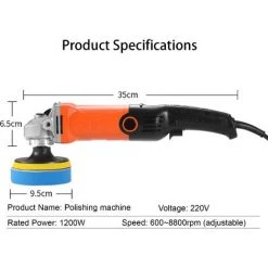 HAPPYSHOPPING Ensemble De Polisseuse 1200W Avec 14 Roues En Eponge Polisseuse De Voiture A Vitesse Variable, 8800 Tr/min, Polisseuse Electrique, Nettoyage, Polissage, Cirage, Outil De Reparation Des Rayures De Surface Automobile, Outil De Suppression Des Rayures -Ponceuse et polisseuse Soldes 42060033 5