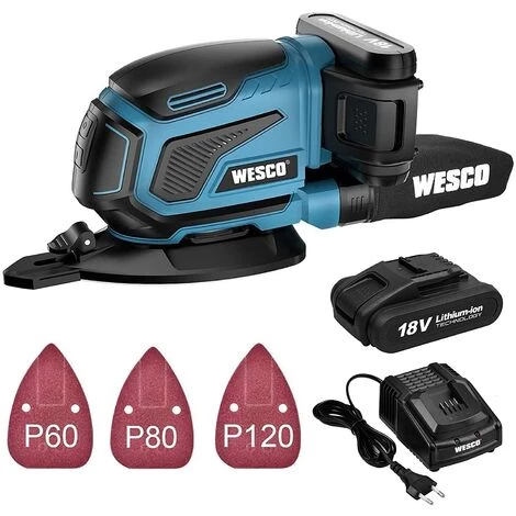 WESCOTOOLS WESCO Ponceuse Multi Sans-fil 18V 2.0 Ah Batterie Et Chargeur Inclus WS2315 7 WESCOTOOLS WESCO Ponceuse Multi Sans-fil 18V 2.0 Ah Batterie Et Chargeur Inclus WS2315 – Image 5